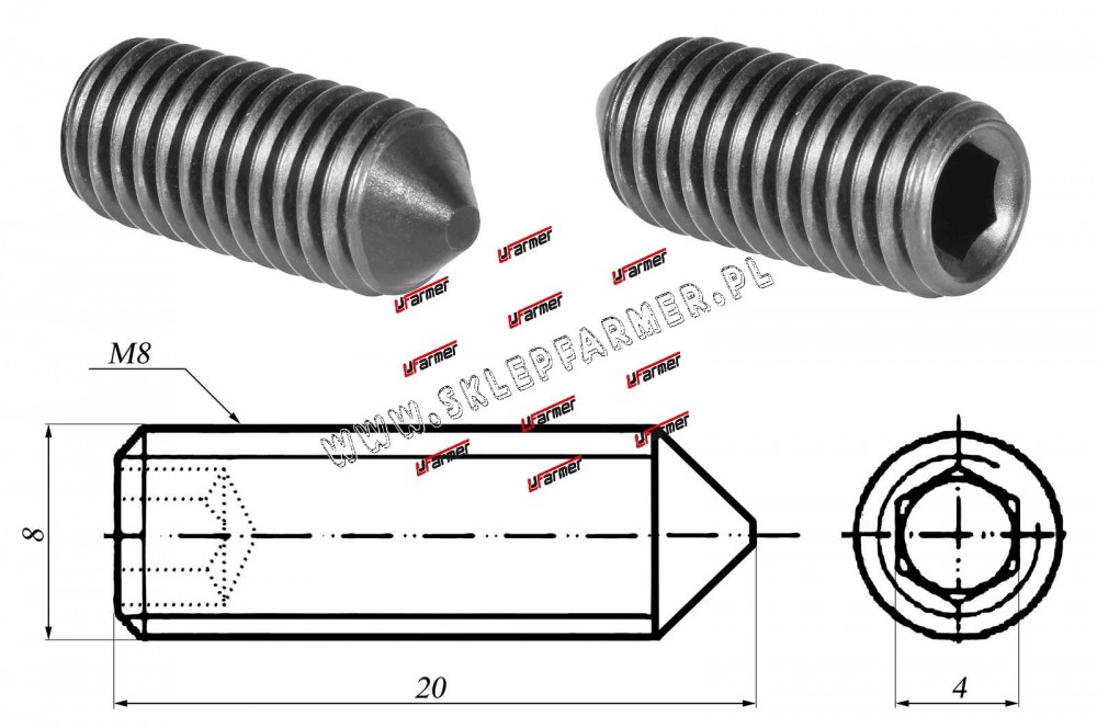 WKRT USTALAJCY M8X20 H45 914 / 4027 /STOEK/