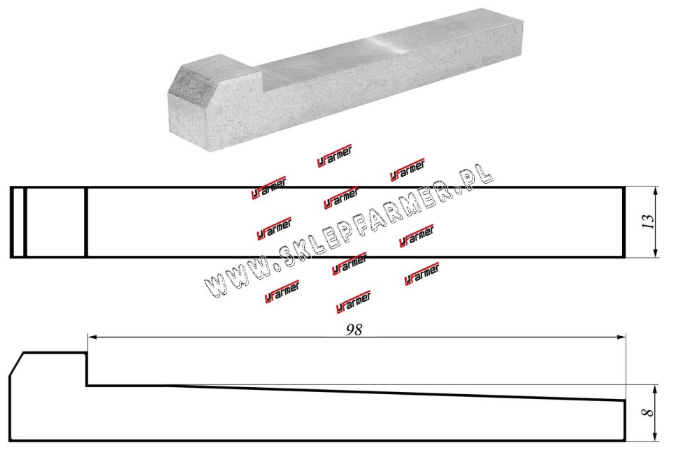 KLIN NOSKOWY 13.0X8.0X98.0 /DIN 6887/