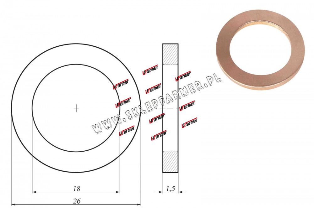 USZCZELKA MIEDZIANA 18.0X26.0/1.5 /DIN 7603/