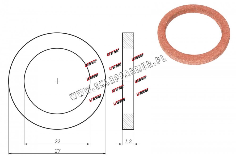 USZCZELKA FIBROWA 22.0X27.0X1.2 /DIN 7603/